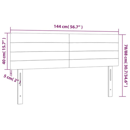 Cabeceira de cama c/ luzes LED tecido 144x5x78/88cm cinza-claro