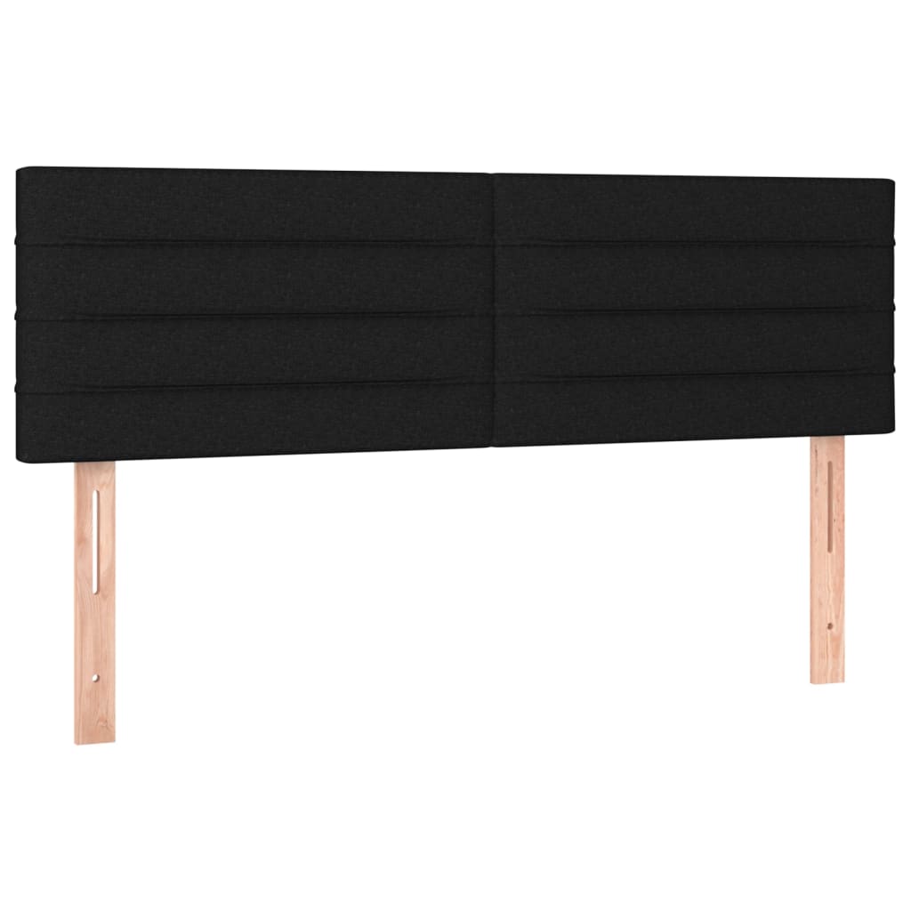 Cabeceira de cama c/ luzes LED tecido 144x5x78/88 cm preto