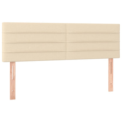 Cabeceira de cama c/ luzes LED tecido 144x5x78/88 cm cor creme