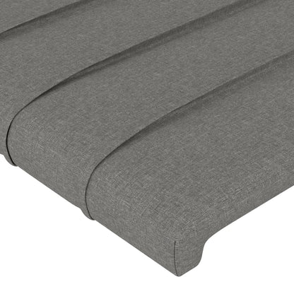 Cabeceira de cama c/luzes LED tecido 180x5x78/88cm cinza-escuro