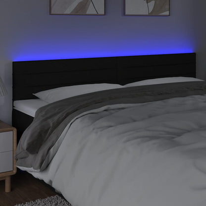 Cabeceira de cama c/ luzes LED tecido 180x5x78/88 cm preto