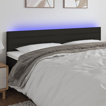 Cabeceira de cama c/ luzes LED tecido 180x5x78/88 cm preto