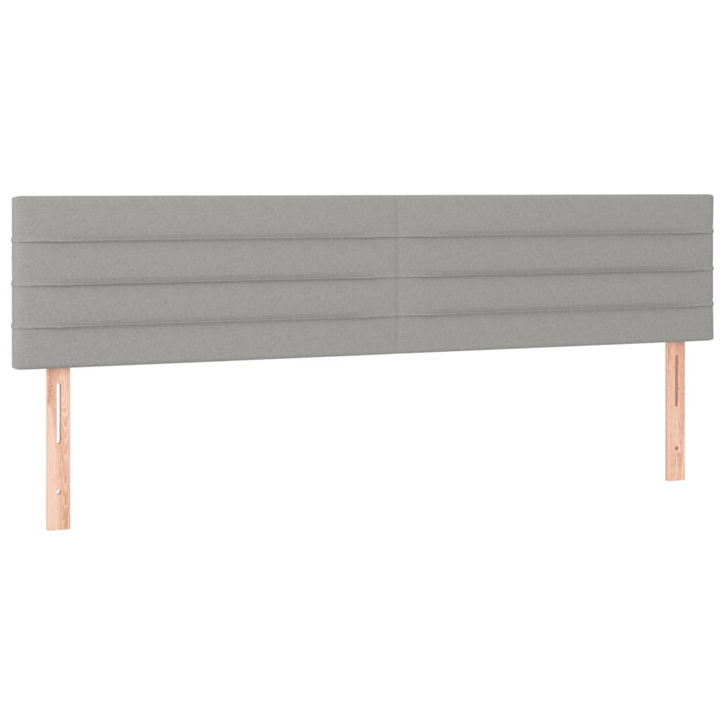 Cabeceira de cama c/luzes LED tecido 200x5x78/88 cm cinza-claro