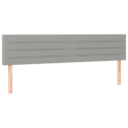 Cabeceira de cama c/luzes LED tecido 200x5x78/88 cm cinza-claro