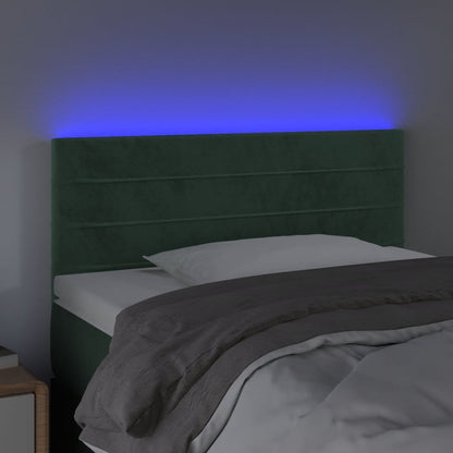 Cabeceira de cama c/ luzes LED veludo 80x5x78/88cm verde-escuro