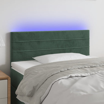 Cabeceira de cama c/ luzes LED veludo 80x5x78/88cm verde-escuro