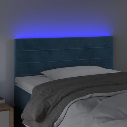 Cabeceira de cama c/ luzes LED veludo 80x5x78/88 cm azul-escuro