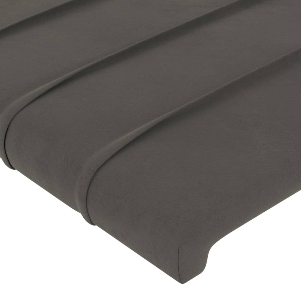 Cabeceira de cama c/ luzes LED tecido 90x5x78/88cm cinza-escuro