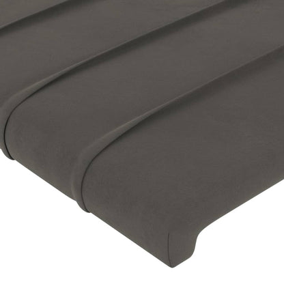 Cabeceira de cama c/ luzes LED tecido 90x5x78/88cm cinza-escuro