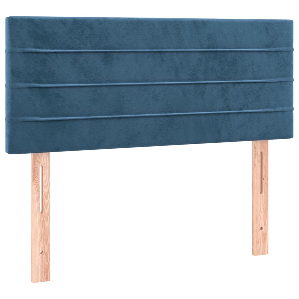 Cabeceira de cama c/ luzes LED veludo 100x5x78/88cm azul-escuro