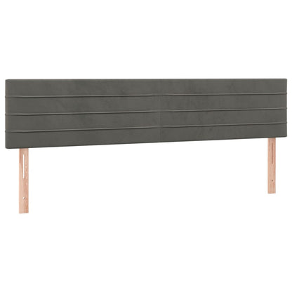 Cabeceira de cama c/luzes LED veludo 160x5x78/88cm cinza-escuro