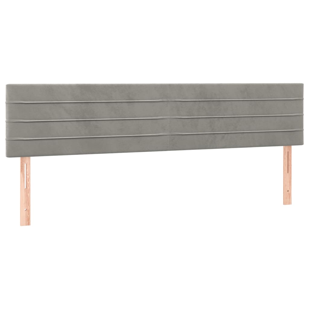 Cabeceira de cama c/luzes LED veludo 180x5x78/88 cm cinza-claro