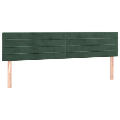 Cabeceira de cama c/luzes LED veludo 200x5x78/88cm verde-escuro