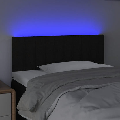 Cabeceira de cama c/ luzes LED tecido 80x5x78/88 cm preto