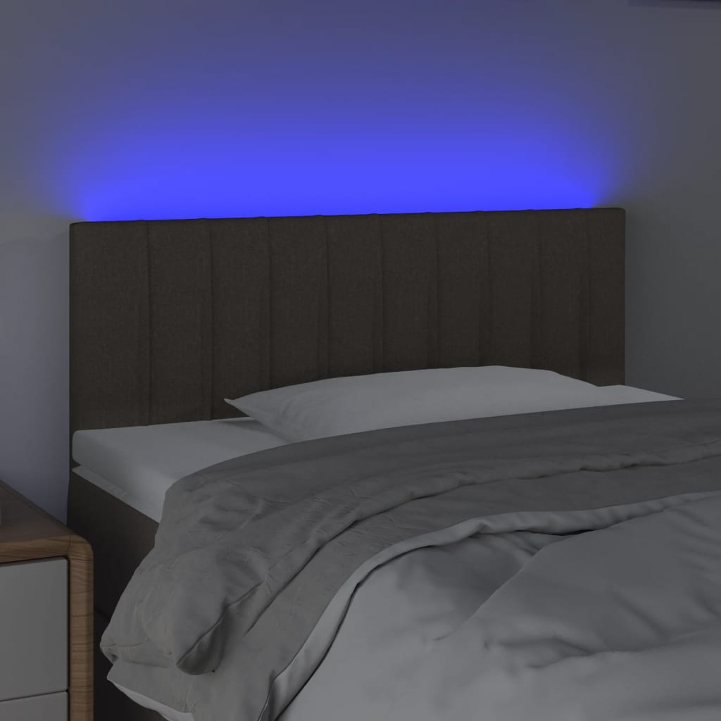 Cabeceira cama luzes LED tecido 90x5x78/88cm cinza-acastanhado