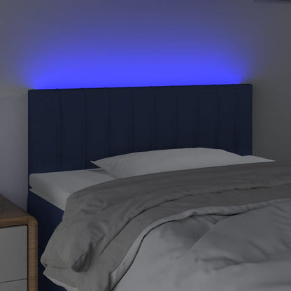 Cabeceira de cama c/ luzes LED tecido 90x5x78/88 cm azul