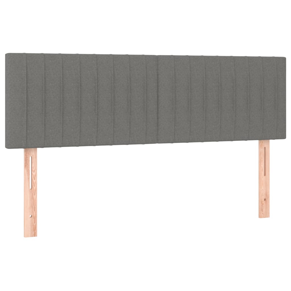 Cabeceira de cama c/luzes LED tecido 144x5x78/88cm cinza-escuro