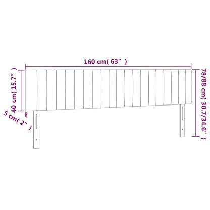 Cabeceira de cama c/luzes LED tecido 160x5x78/88 cm cinza-claro