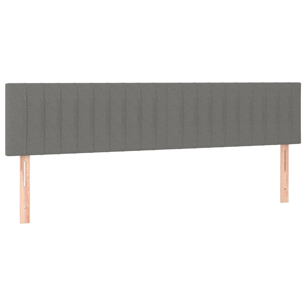 Cabeceira de cama c/luzes LED tecido 160x5x78/88cm cinza-escuro