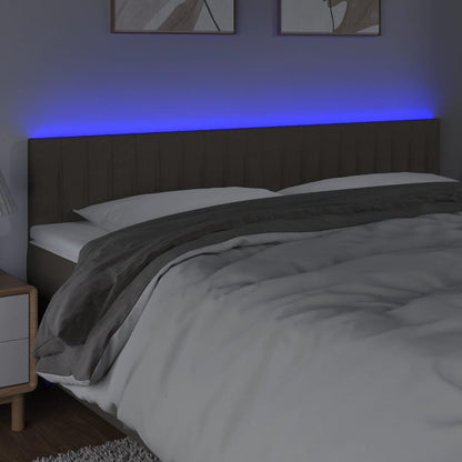 Cabeceira cama luzes LED tecido 200x5x78/88cm cinza-acastanhado