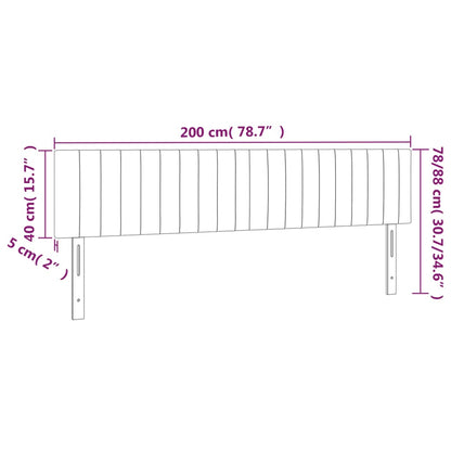 Cabeceira cama luzes LED tecido 200x5x78/88cm cinza-acastanhado