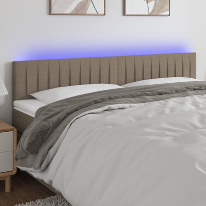 Cabeceira cama luzes LED tecido 200x5x78/88cm cinza-acastanhado