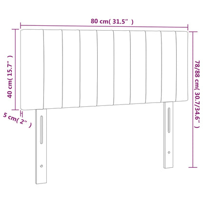 Cabeceira de cama c/ luzes LED veludo 80x5x78/88cm cinza-escuro