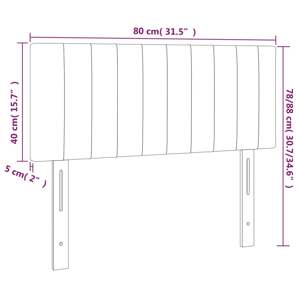 Cabeceira de cama c/ luzes LED veludo 80x5x78/88 cm preto