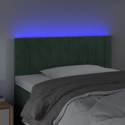 Cabeceira de cama c/ luzes LED veludo 80x5x78/88cm verde-escuro