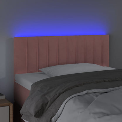 Cabeceira de cama c/ luzes LED veludo 80x5x78/88 cm rosa