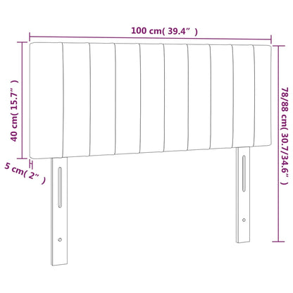 Cabeceira de cama c/luzes LED veludo 100x5x78/88 cm preto