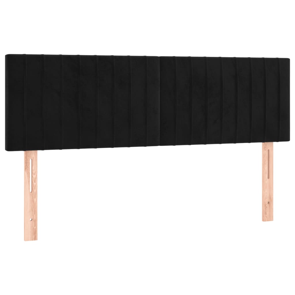 Cabeceira de cama c/ luzes LED veludo 144x5x78/88 cm preto