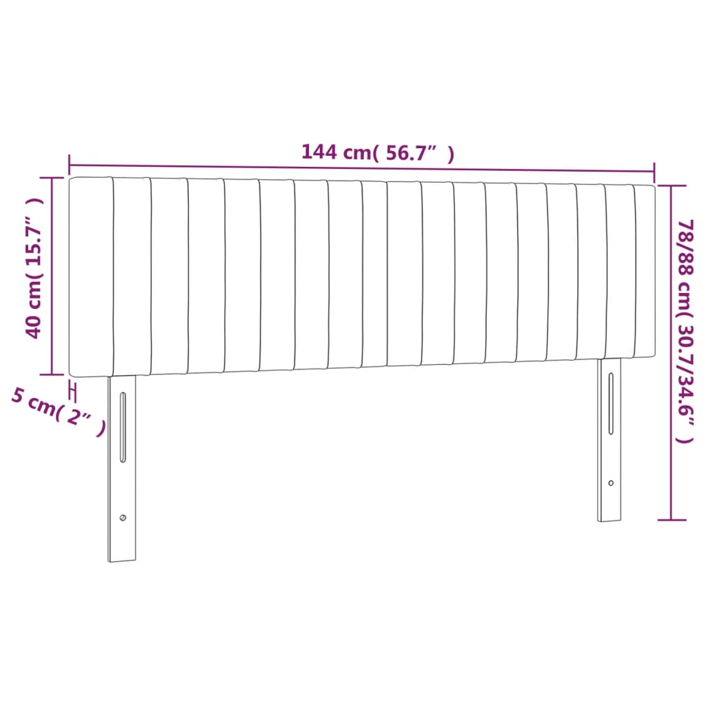 Cabeceira de cama c/ luzes LED veludo 144x5x78/88 cm preto