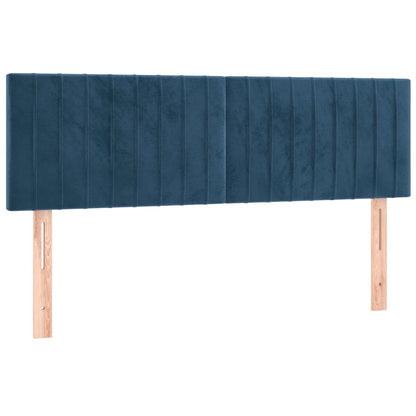 Cabeceira de cama c/ luzes LED veludo 144x5x78/88cm azul-escuro