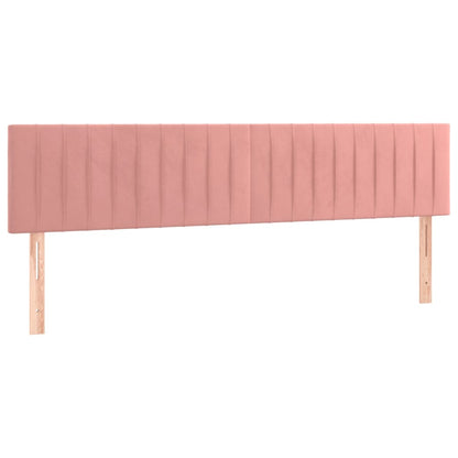 Cabeceira de cama c/ luzes LED veludo 160x5x78/88 cm rosa