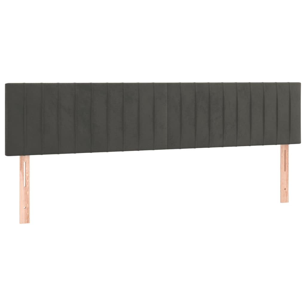 Cabeceira de cama c/luzes LED veludo 180x5x78/88cm cinza-escuro