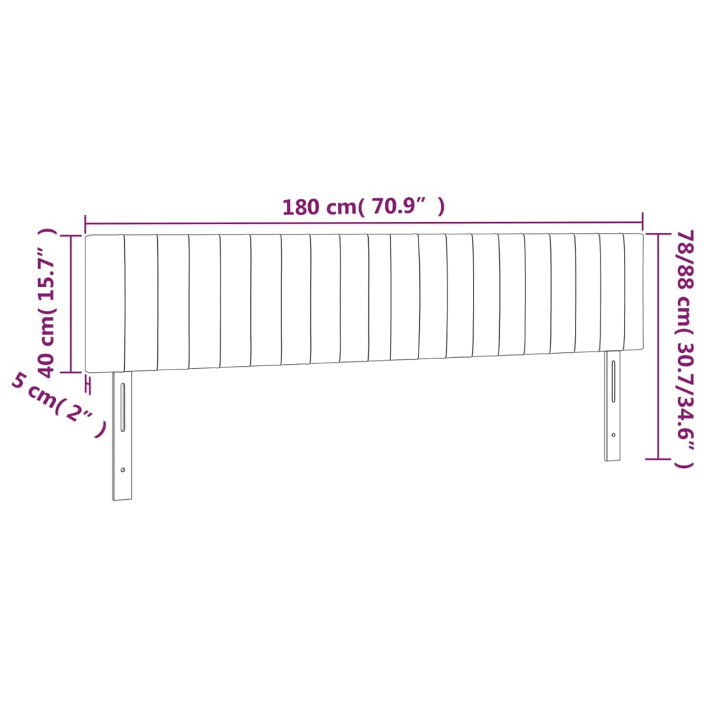 Cabeceira de cama c/luzes LED veludo 180x5x78/88cm cinza-escuro