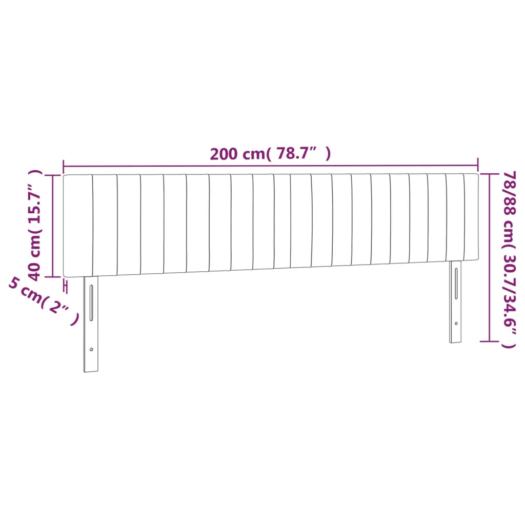 Cabeceira de cama c/luzes LED veludo 200x5x78/88cm cinza-escuro