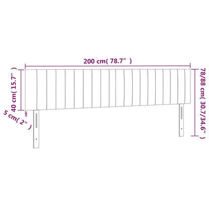 Cabeceira de cama c/luzes LED veludo 200x5x78/88cm cinza-escuro