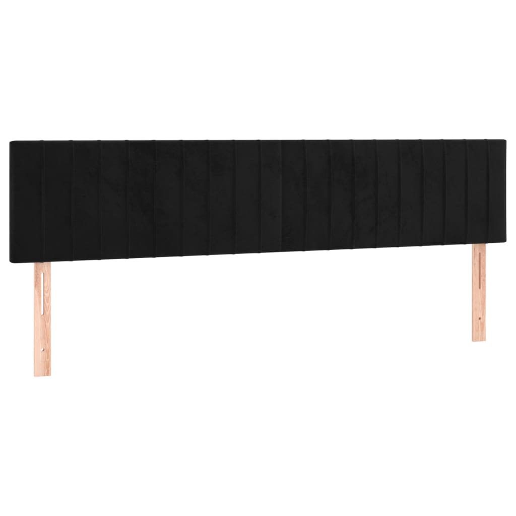 Cabeceira de cama c/ luzes LED veludo 200x5x78/88 cm preto