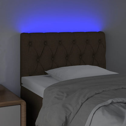 Cabeceira de cama c/ luzes LED tecido 80x7x78/88 cm castanho