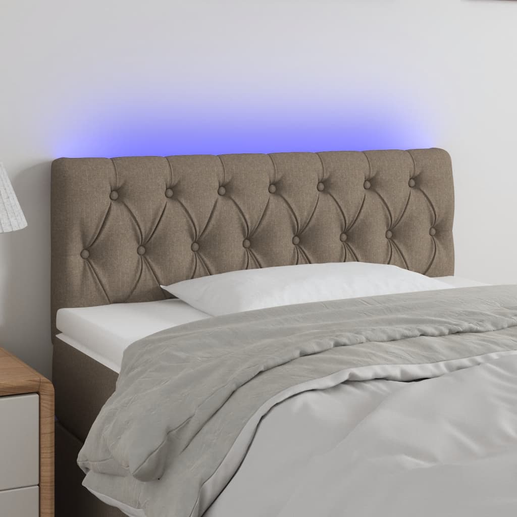 Cabeceira cama luzes LED tecido 90x7x78/88cm cinza-acastanhado