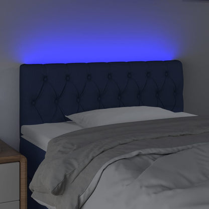 Cabeceira de cama c/ luzes LED tecido 100x7x78/88 cm azul