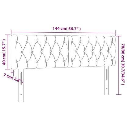 Cabeceira de cama c/ luzes LED tecido 144x7x78/88cm cinza-claro