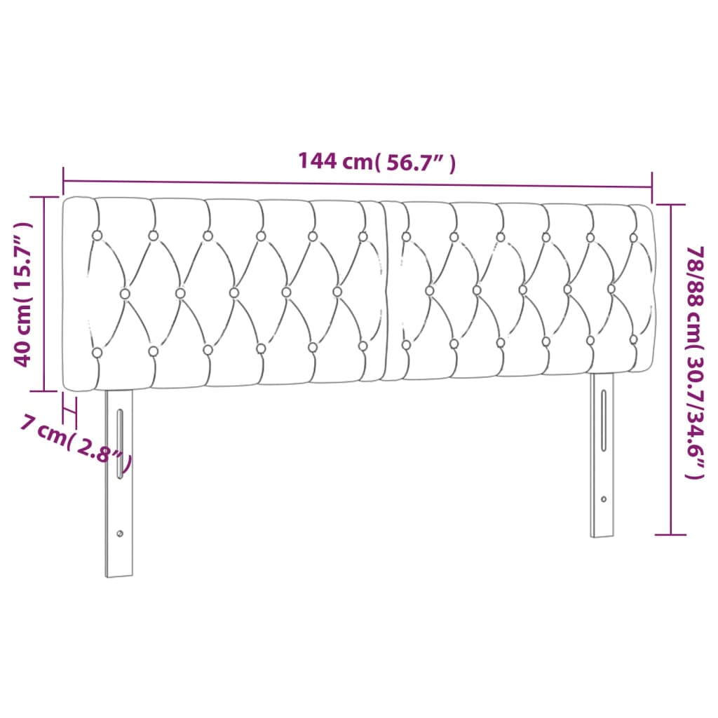 Cabeceira de cama c/luzes LED tecido 144x7x78/88cm cinza-escuro