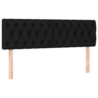 Cabeceira de cama c/ luzes LED tecido 144x7x78/88 cm preto