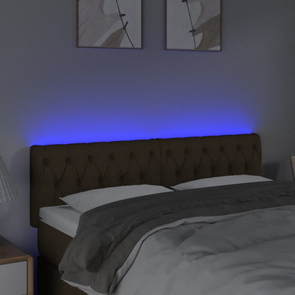 Cabeceira de cama c/ luzes LED tecido 144x7x78/88 cm castanho