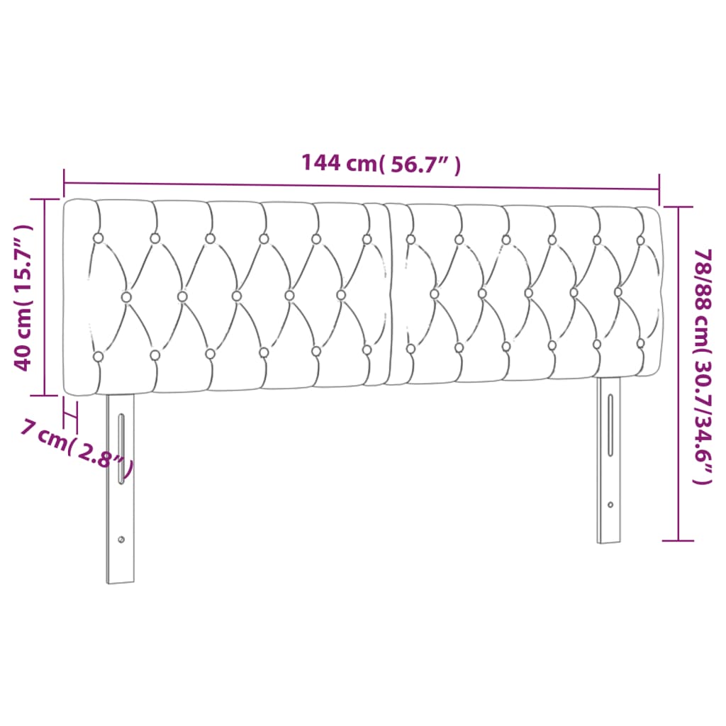 Cabeceira de cama c/ luzes LED tecido 144x7x78/88 cm azul