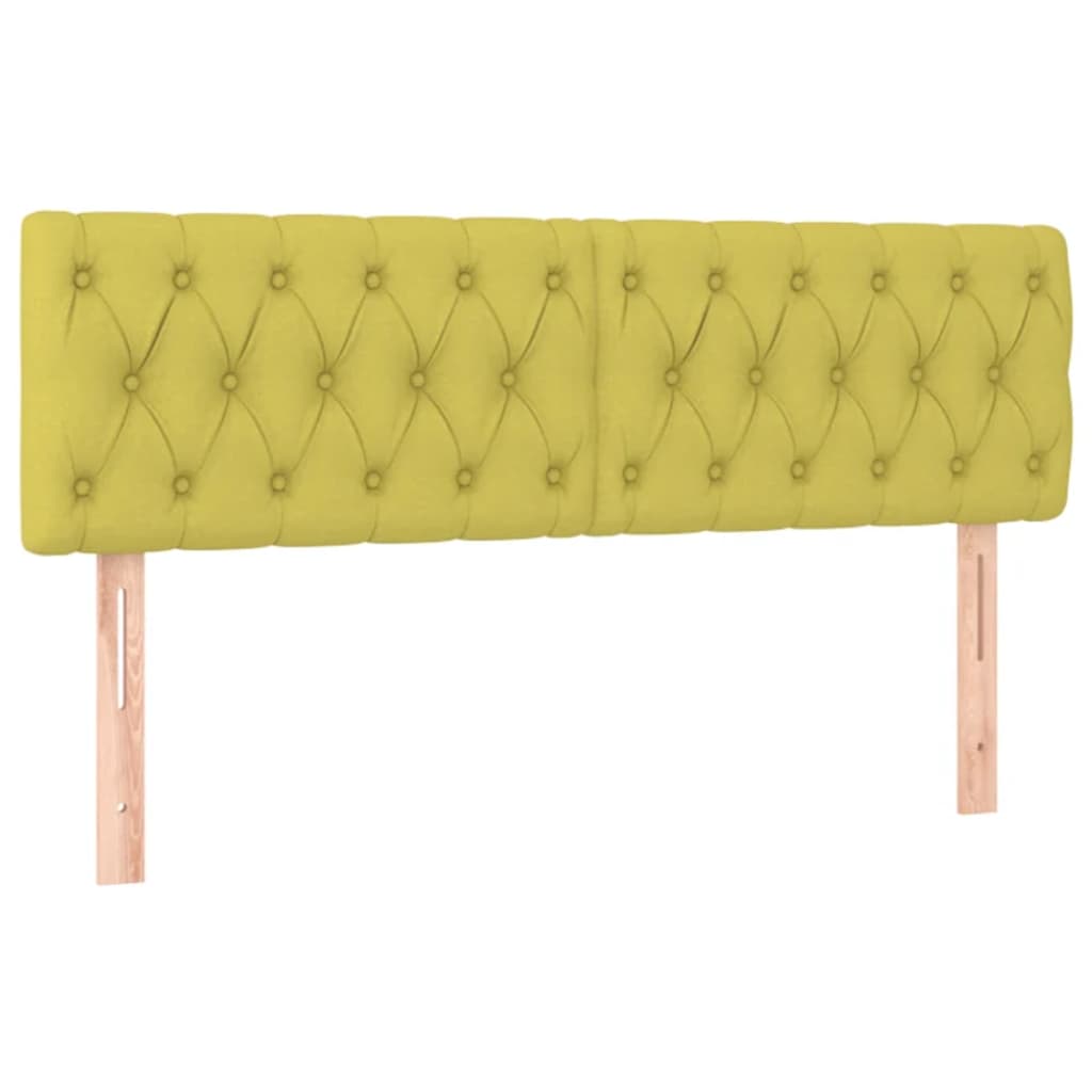 Cabeceira de cama c/ luzes LED tecido 144x7x78/88 cm verde