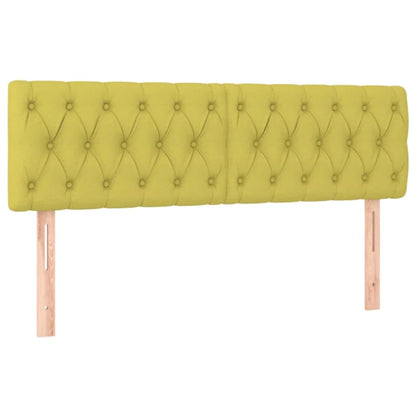 Cabeceira de cama c/ luzes LED tecido 144x7x78/88 cm verde